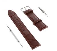 OHPHCALL Bracelet de Montre Marron avec Boucle en Acier Inoxydable 16 Mm en Cuir Fendu Réglable et Confortable et Étui en Bois pour Hommes et Femmes