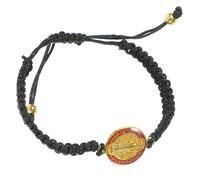 OHPHCALL Bracelet Élégant Religieux Saint Benoît pour Femmes en Alliage et Corde Noir, Léger et Ajustable pour Accompagner Tenue Décontractée ou Sportive