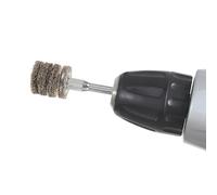 OHPHCALL Brosse Métallique Antirouille pour Perceuse, 4 Couches en Acier, Manche Rond 6 Mm, Diamètre 25 Mm, Résistante à L'usure, pour Enlever Bavures et Poussières sur Métal et Bois