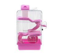 OHPHCALL Cage à Hamster Villa de Luxe à Trois Étages Portable en PP et Fil de Fer Roue d'exercice et Abreuvoir Étanche pour Chinchillas et Petits Animaux