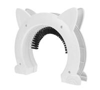 OHPHCALL Chatière Intérieure en Plastique Blanche avec Brosse Porte D’Accès pour Animaux de Compagnie Installation sur Porte ou Mur Épais Accès pour Chat et Petit Chien Outil Pratique