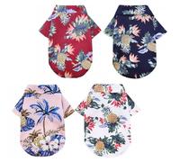 OHPHCALL Chemises pour Animaux de Compagnie Fête Saison Chaude, Costume de Chien Hawaïen en Polyester Respirant et Frais, Tenue pour Vacances et Photos, Pack de 4 Pièces