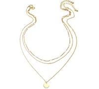 OHPHCALL Collier à Couches Multiples en Alliage Robuste, Chaîne Ajustable Design Géométrique et Perles, Bijou pour Femmes et Adolescentes, pour Présents et Occasions