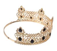 OHPHCALL Couronne Royale en Alliage pour Homme, Couronne de Roi Antique Dorée et Noire, Accessoire de Coiffure pour Mariage et Cosplay, Décoration Vintage pour Performances