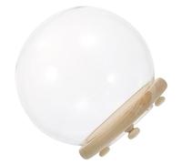 OHPHCALL Dôme Décoratif en Verre Lumineux 10 Cm Couverture de Fleur Transparente et Socle en Bois, Ornement de Table pour Décoration Intérieure et Création DIY, Accessoire Décoratif