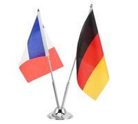 OHPHCALL Drapeau Français pour Bureau en Polyester avec Base en Acier Inoxydable, Résistant la Décoloration, Bords Renforcés, pour Salle de Conférence ou Bureau Professionnel