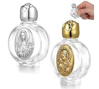 OHPHCALL Ensemble de 2 Petites Bouteilles d'eau Bénite en Verre Motifs Élégants Réutilisables pour Voyages et Prières Contenants Vides