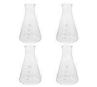 OHPHCALL Fiole Pratique Épaissie en Verre Borosilicate 4pcs Conique Capacité Standard sans Bavures pour Expériences Scolaires