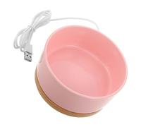 OHPHCALL Gamelle Chauffante Électrique avec Distributeur d'eau en Céramique et Bois pour Animaux Ronde Pendant l'hiver pour Petits Animaux en Extérieur