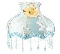 OHPHCALL -jour Offrant un Éclairage Romantique en Tissu Franges Perlées Bleues Vintage Lampe de Chevet Solide pour Chambre ou Salon