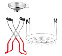 OHPHCALL Kit 3 Pièces en Acier Inoxydable pour Conserve Entonnoir à Conserve, Pinces Antidérapantes et Support pour Bocaux, Adapté aux Bocaux à Large Col Étroit, Couleur Couleur Aléatoire