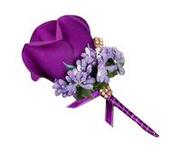 OHPHCALL Lot de 2 Broches Fleur Mariage en Soie Artificielle Pourpre, Ornement de Mariée Élégant et Épingles de Pudeur, Accessoire pour Cérémonie et Bal