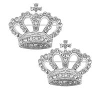 OHPHCALL Lot de 2 Épingles de Revers de Diadème en Alliage Argenté, Broches Couronne à Paillettes Résistantes la Décoloration, Accessoire Polyvalent pour Mariage et Banquet