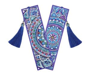 OHPHCALL Marque-pages Diamond Arts DIY en Pu Bleu, Lot de 2pcs Motifs Délicats, Pratique pour Marquer la Lecture et Décoration Lors de Loisirs Créatifs