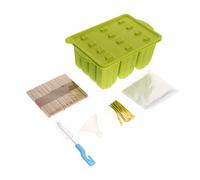 OHPHCALL Moule à Glaces Silicone Cavités avec Bâtonnets et Sacs Moule à Popsicles DIY Été Bac à Glace Réutilisable pour Sorbets et Jus Maison Accessoires Vert
