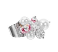 OHPHCALL Open Thumb Ring For Women Lightweight Vintage Open Rings With Glass And Pearl Beads Adjustable Dainty Finger Jewelry For Fashion Accessories