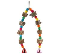 OHPHCALL Perroquet en Coton Naturel et Bois Coloré à Mâcher, Suspendu avec Clochettes, Taille Adaptée Petits et Grands Oiseaux, à Mâcher pour Oiseau de Compagnie, Suspendu Stimulant