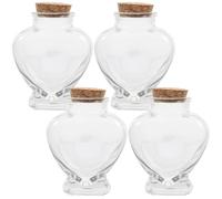OHPHCALL Petits Bocaux Décoratifs en Verre 160 ML Forme Cœur Couvercle Liège Lot de 4 pour Souvenirs de Voyage et Présents Romantiques