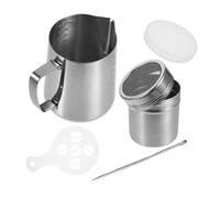OHPHCALL Pichet à Lait Inox avec Double Graduation et Bec Verseur Fin Tasse Mousseur pour Cappuccino et Latte Art Accessoire Multifonction Acier Inoxydable