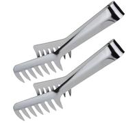 OHPHCALL Pince à Pâtes Ustensile Inox Pratique en Acier Inoxydable 2 Pièces, Résistante la Chaleur Dents, Cuisine à Domicile et Barbecue