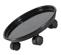 OHPHCALL Plateau Noir de Pot Plastique Mobile Rond pour Fleurs | Roulettes, pour Intérieur et Extérieur, Adapté aux Pots de Fleurs et Grands Vases, Usage Polyvalent