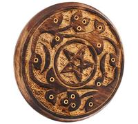 OHPHCALL Porte-Parfum en Bois Rond Vintage Finition Polie Méticuleuse, Support Parfum pour Bâtonnets et Cônes, Décoration Classique pour Maison et Bureau