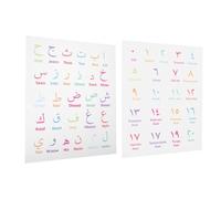 OHPHCALL Poster Éducatif Abécédaire et Chiffres Arabes pour Chambre D'garçon et Filles, Lot de 2 Affiches en Coton Lin 30x40 Cm, pour L'éducation Préscolaire