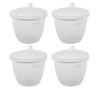 OHPHCALL Set de 4 Creusets en Céramique Blanche Haute Précision et Résistance aux Acides avec Couvercle, Capacité 70ml pour Industrie Pharmaceutique et Chimique