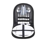 OHPHCALL Set de Couverts de Camping en Acier Inoxydable Portable Réutilisable pour 4 Personnes, Kit Complet Couteau, Fourchette, Cuillère pour Pique-niques en Plein Air