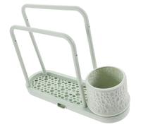 OHPHCALL Support de Chiffon Cuisine sans Perçage en Plastique Vert avec Égouttoir, Organisateur de Torchons pour Plan de Travail, pour Salle de Bain et Accessoires Maison
