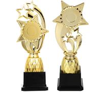 OHPHCALL Trophée de Compétition Résistant la Déformation, Design Créatif 2 Pièces en Plastique Doré Forme Pentagramme pour Écoles et Fêtes D'garçon et Filles