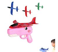 Ohphnt Dinosaur Foam Glider Launcher Toy, Cute Dino Airplane Launcher Toy,Airplane Gliders for Kids,Two Flight Modes,Fun Outdoor Flying Catapult Toys,Birthday Gifts & Party Favors(A)