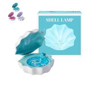 Ohphnt Shell Lamp with Bluetooth Speaker,Ocean Wave Projector Table Lamp,Shell Speaker Light,3-in-1 Multifunction Speaker with 360 Degree Surround Light and Shadow & 7 Light Effects-B