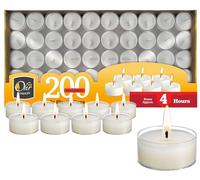 Ohr Lot de 200 bougies chauffe-plat dans une tasse transparente - Bougies chauffe-plat blanches non parfumées - 4 heures de combustion