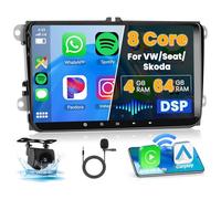 Ohradio 8-Core/4G+64G/DSP Autoradio Android 15 pour VW Golf 5 Golf 6 Polo Passat Tiguan T5 Transporter Seat Leon avec sans Fil CarPlay Android Auto, 9" écran Tactile avec BT GPS WiFi RDS FM USB+CAM