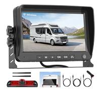 Ohradio Kit de Caméra de Recul sans Fil avec Haut Lampe Freinage pour Fiat Ducato Late 3 gen 2006-2017/Peugeot Boxer 2006-2017/Citroen Jumper 2006-2017,7'' IPS écran,Vision Nocturne，étanche IP67