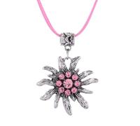 OHREN 1 Pièce Collier Cœur Edelweiss, Bijoux Dirndl Femme Set, Bijoux Oktoberfest Traditionnel, Accessoires Dirndl Bavarois, Bijoux Fête de la Bière, Collier Strass pour Trachten et Lederhose