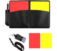 OHREN 1 Set Cartes d'Arbitre, 1 Sifflet Métal, Rouge, Carton Arbitre Football Set avec Étui, Carnet de Scores et Crayon, Accessoire pour le Jeu de Football, Basketball et Sport Scolaire (Rouge, Jaune)