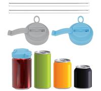 OHREN 2 pièces Réutilisable et Portable, Canette Soda avec Paille, Couvercles et Bouchons pour Canettes de Boissons Standard en Silicone, Adapté à Coke Pop Soda Bière (5.3cm/2.1in) (2 couleurs)