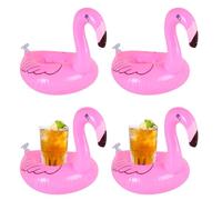 OHREN Lot de 4 Porte-Boissons Gonflables, Petits Porte-Gobelets Flamant Rose, Flottants Piscine, Support Bière en PVC, pour Bouteille de Bière et Verre à Champagne, Décoration pour Garçons et Filles