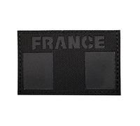 Ohrong Patch drapeau de la France Francais infrarouge réfléchissant morale tactique militaire airsoft brassard attache uniforme applique (noir gris) Taille Unique