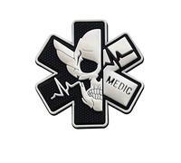 Ohrong Patch médical en caoutchouc 3D PVC Emblème tactique ACU EMS EMT MED Premiers secours Moral Crâne militaire Fermeture crochet pour sac à dos trousse de premiers secours