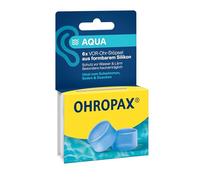 OHROPAX Aqua Lot de 6 bouchons d'oreilles anti-eau pour la natation, le bain ou la douche - Bouchons pré-auriculaires en silicone malléable - Convient à toutes les oreilles - Indice d'isolation