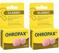OHROPAX Bouchons d'oreilles classiques - Bouchons avant-oreilles pour protéger contre le bruit, l'humidité et le vent - En cire malléable et souple - Confortables et adaptés à toutes les oreilles