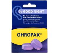 Ohropax Bouchons d'oreilles Good Night – Silicone malléable – SNR 23 dB – Lot de 8