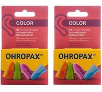 OHROPAX Lot de 2 paquets de 8 bouchons en mousse colorée