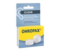 OHROPAX Lot de 6 bouchons d'oreilles transparents en silicone malléable - Particulièrement discrets - Convient à toutes les oreilles - Indice d'isolation acoustique SNR 23 dB - Pour les loisirs,