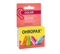 OHROPAX Lot de 8 bouchons d'oreille Color en mousse souple - Particulièrement confortables même en cas d'utilisation prolongée - Indice d'isolation acoustique SNR 35 dB - Idéal pour les fêtes, les