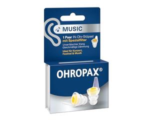 OHROPAX Music Bouchons d'oreilles - Filtre spécial - Son pur avec isolation uniforme - Valeur d'isolation acoustique SNR 19 dB - Idéal pour les concerts - 1 paire avec filtre inséré + 1 paire de