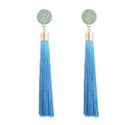 Ohrringe Aquamarin Silber Bunte Quastenohrringe für Frauen, lange baumelnde Statement-Ohrringe, Modeschmuck für Geburtstag, Weihnachten, Valentinstag, Geschenk Plättchen Ohrringe Silber, Einheitsgröße